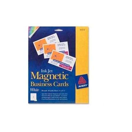 Avery Dennison Business Cards, f/Inkjet Printers, Magnetic, 2x3-1/2in 30/PK 8374